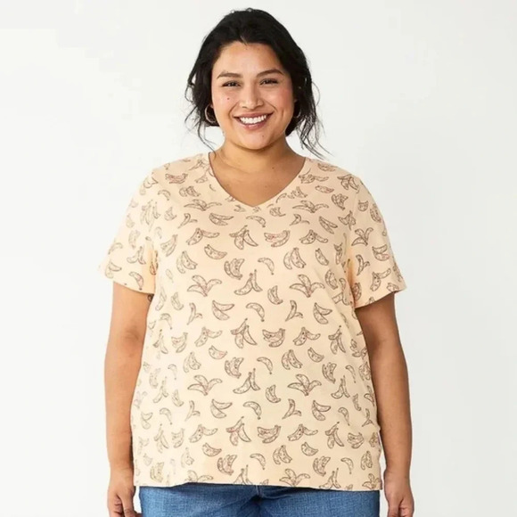 SONOMA | NWT Everyday V-Neck Tee w/ Bananas sz 3X - Picture 8 of 9